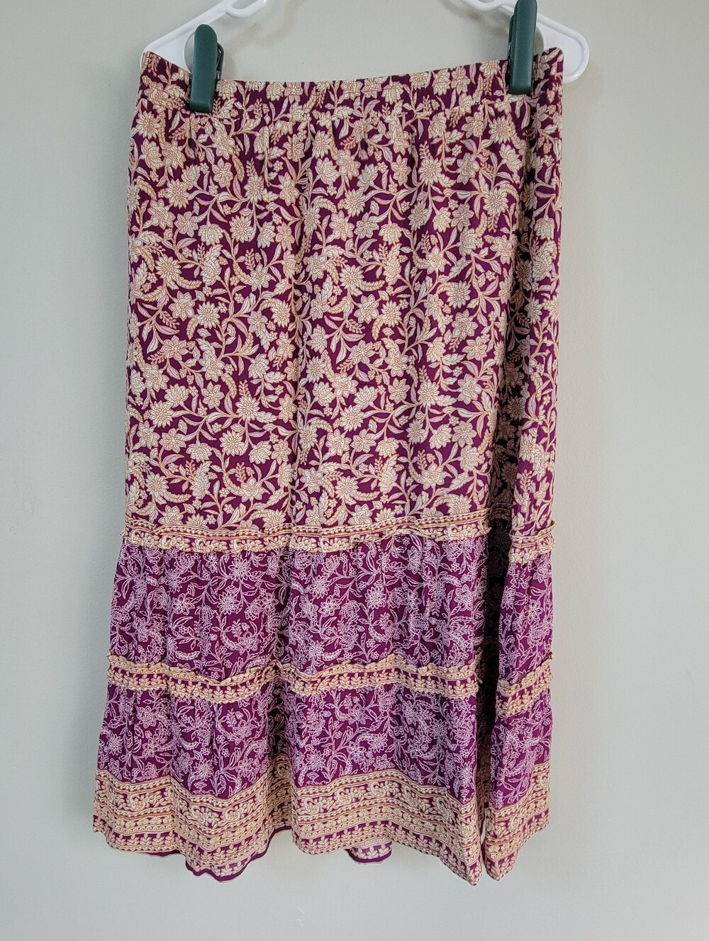 NWOT J. Jill Rayon Tiered Floral Skirt Women Size XL Boho Hippie Country Western
